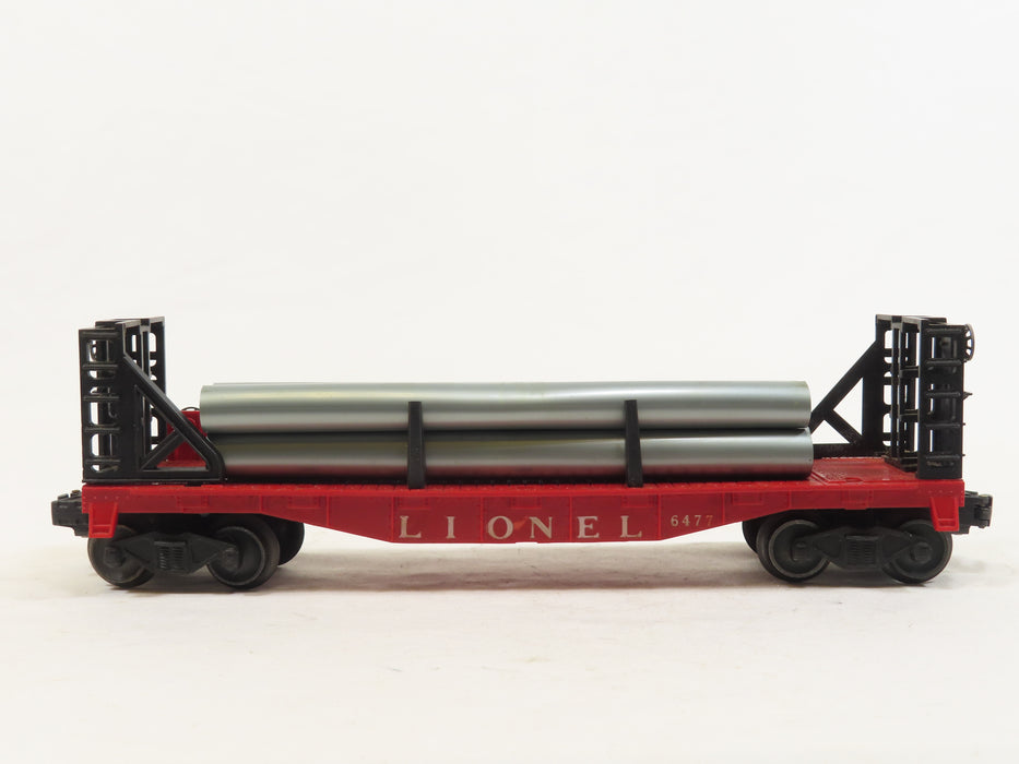 Lionel Postwar 6477 Misc Flatcar w/pipes w/ob 6356 LN