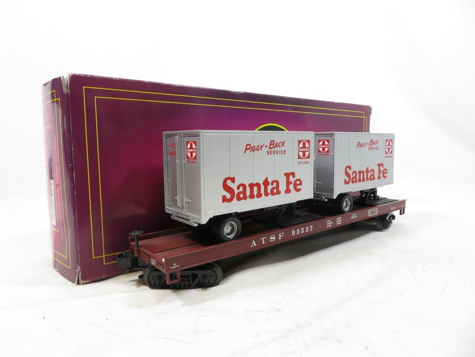 MTH 20-98111 Santa Fe Flat Car with 20' Trailers LN