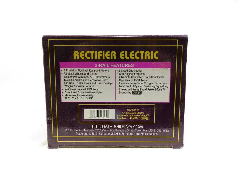 MTH 20-5508-1 New Haven E-33 Rectifer Electric W/Protosound LN