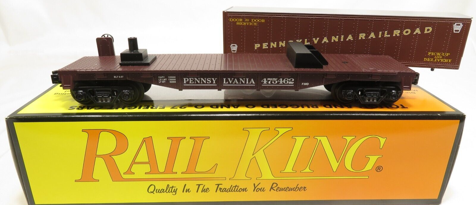 MTH 30-76047 Pennsylvania Flat Car W/Trailer NIB