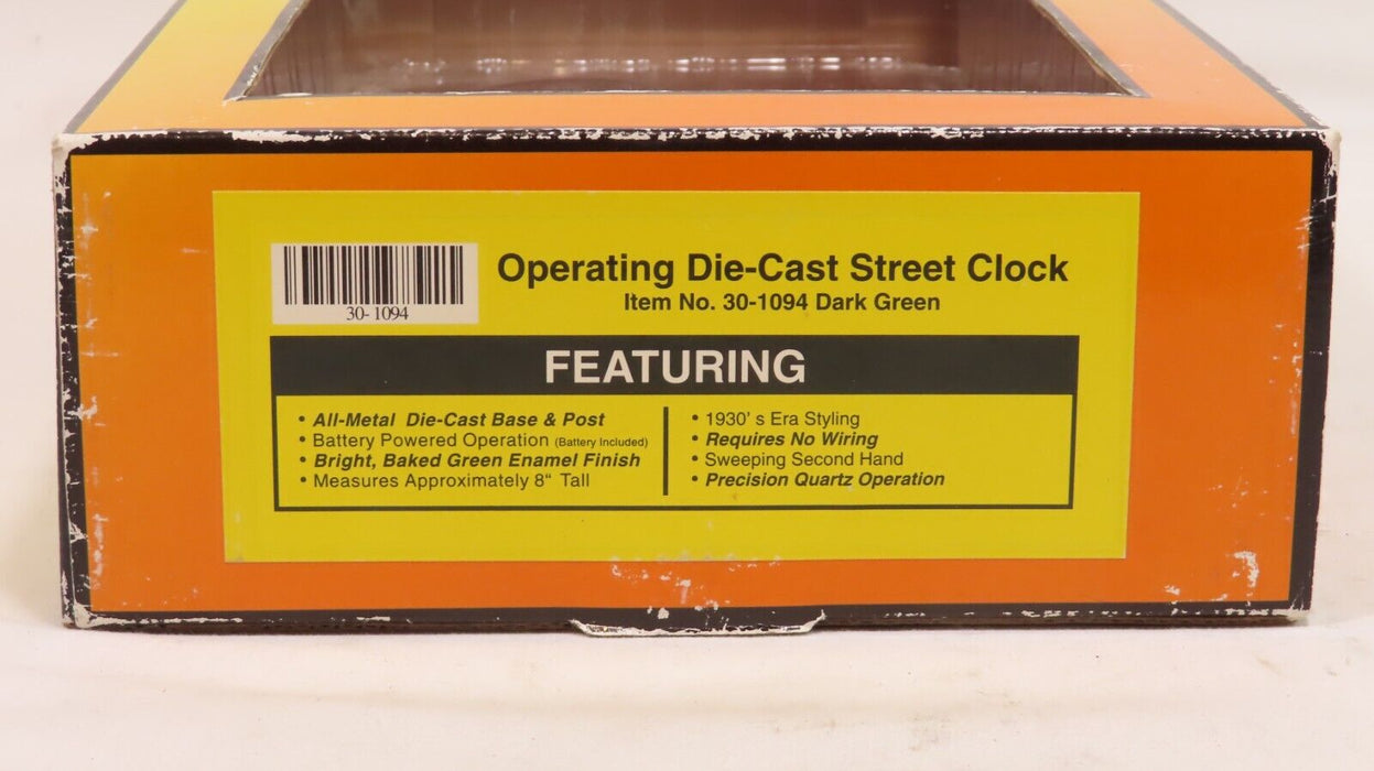MTH 30-1094 Operating Die-Cast Street Clock Dark Green NIB