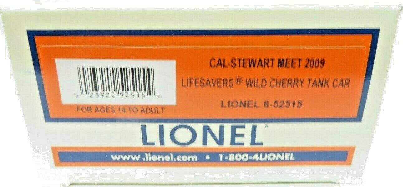 Lionel 6-52515 CAL_STEWART MEET 2009 Lifesavers Wild Cherry Tank Car NIB
