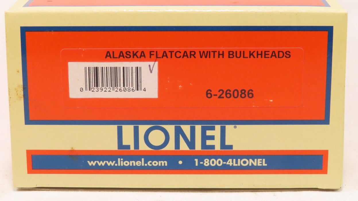 Lionel 6-26086 Alaska Flatcar with Bulkheads NIB