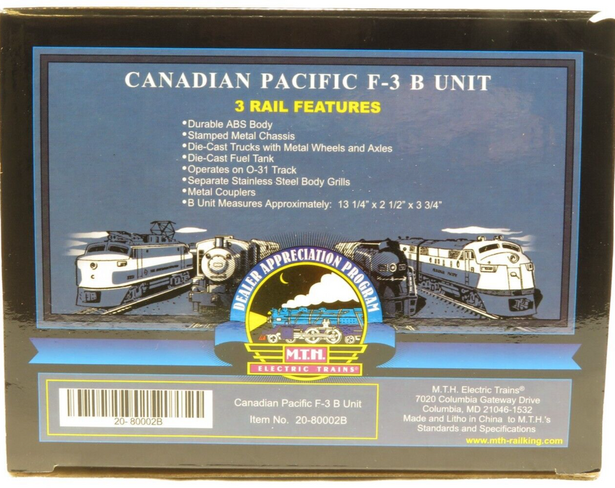 MTH  20-80002B Canadian Pacific F-3 B-Unit Only NIB