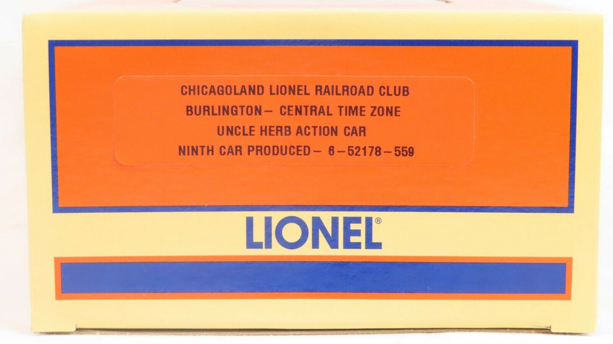 Lionel 6-52178-559 Chicagoland LRC Burlington Uncle Herb Action Car NIB