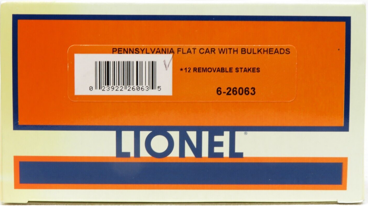 Lionel 6-26063 Pennsylvania Flat Car with bulkheads NIB