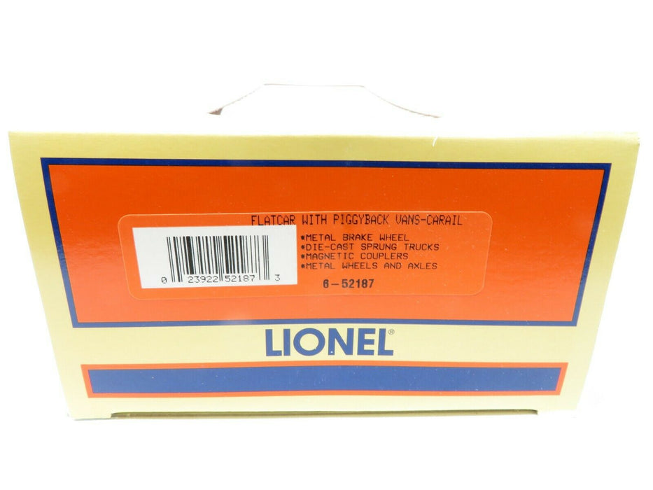Lionel 6-52187 Flatcar with PIggyback Vans Carail LN