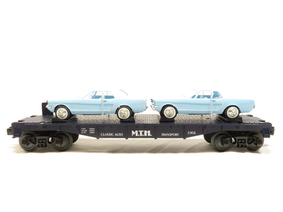 MTH 30-7617 Auto Transport Flat Car with Ertl 64' Mustangs NIB