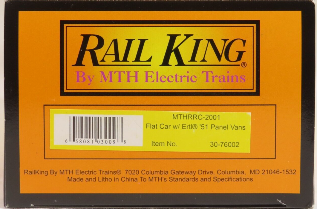 MTH 30-76002 Flat Car w/Ert '51 Panel Vans LN