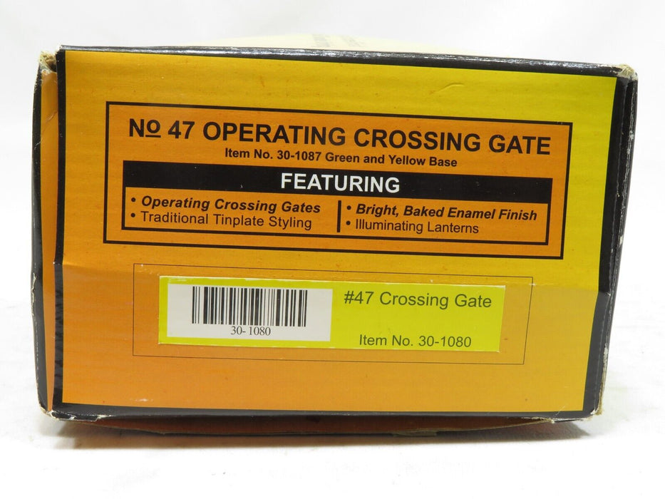 MTH 30-1080 No. 47 Operating Crossing Gate Green & Yellow Base NIB