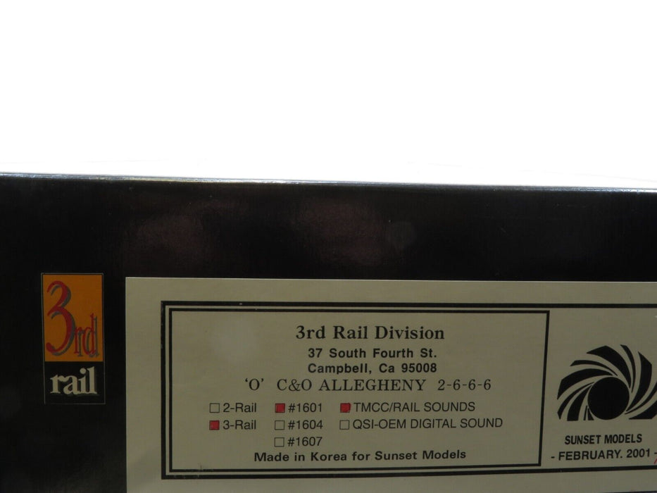 3rd Rail 1601 Brass C&O Allegheny 2-6-6-6 Steam Loco W/TMCC Railsounds LN