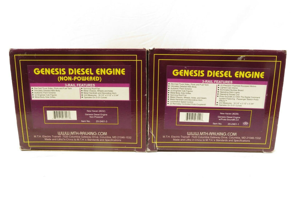 MTH 20-2461-1 & 3 New Haven Genesis Diesel AA set w/Protosound 2.0 LN