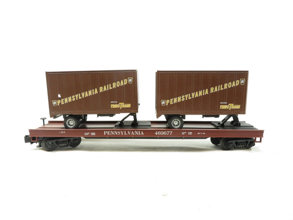 MTH 20-98104 Pennsylvania Flat Car with 20' Trailers LN