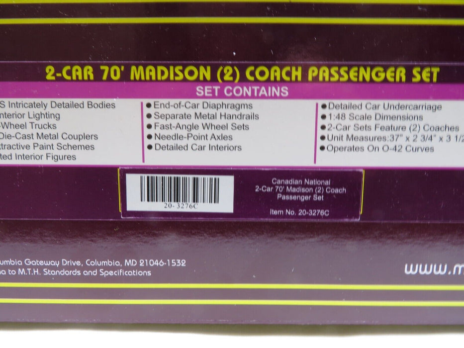 MTH 20-3276C Canadian Pacific 2-Car 70' Coach Passenger Add-on CarsNIB