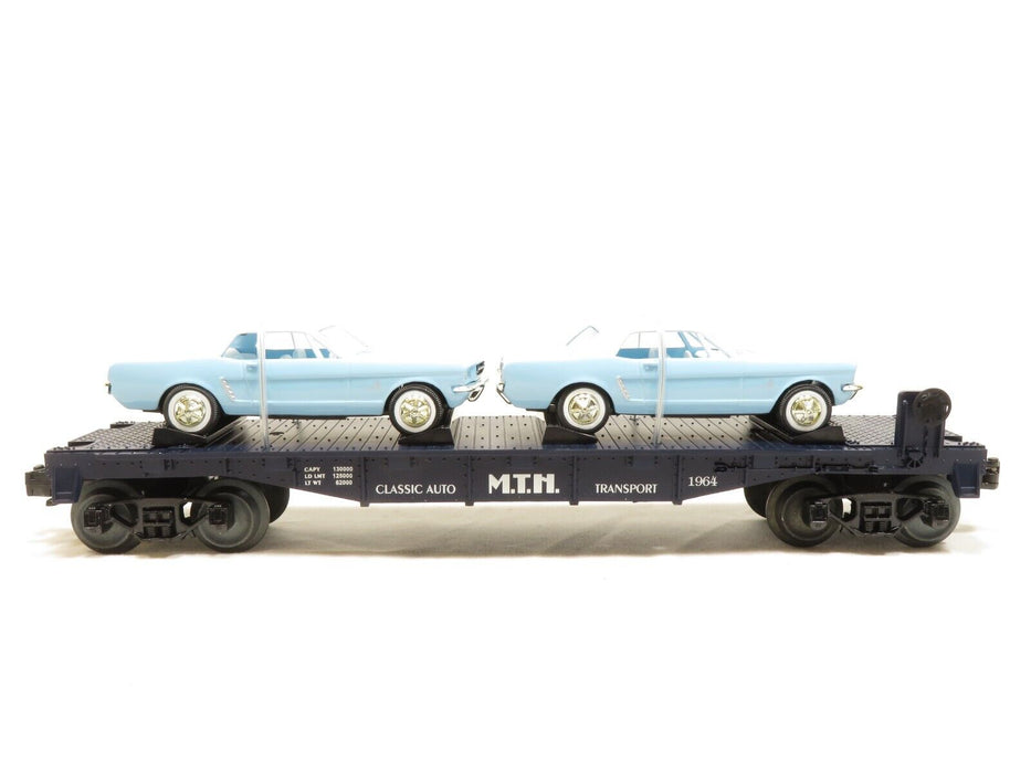 MTH 30-7617 Auto Transport Flat Car with Ertl 64' Mustangs NIB