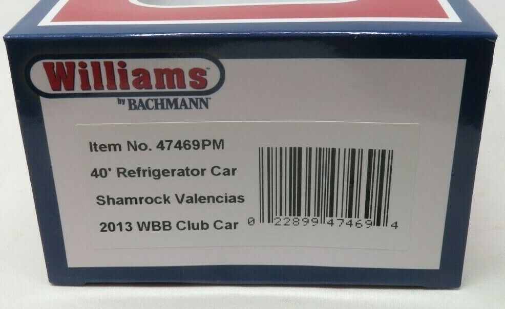 Williams 47469PM 40' Refrigerator Car Shamrock Valencias 2013 WBB Club Car NIB