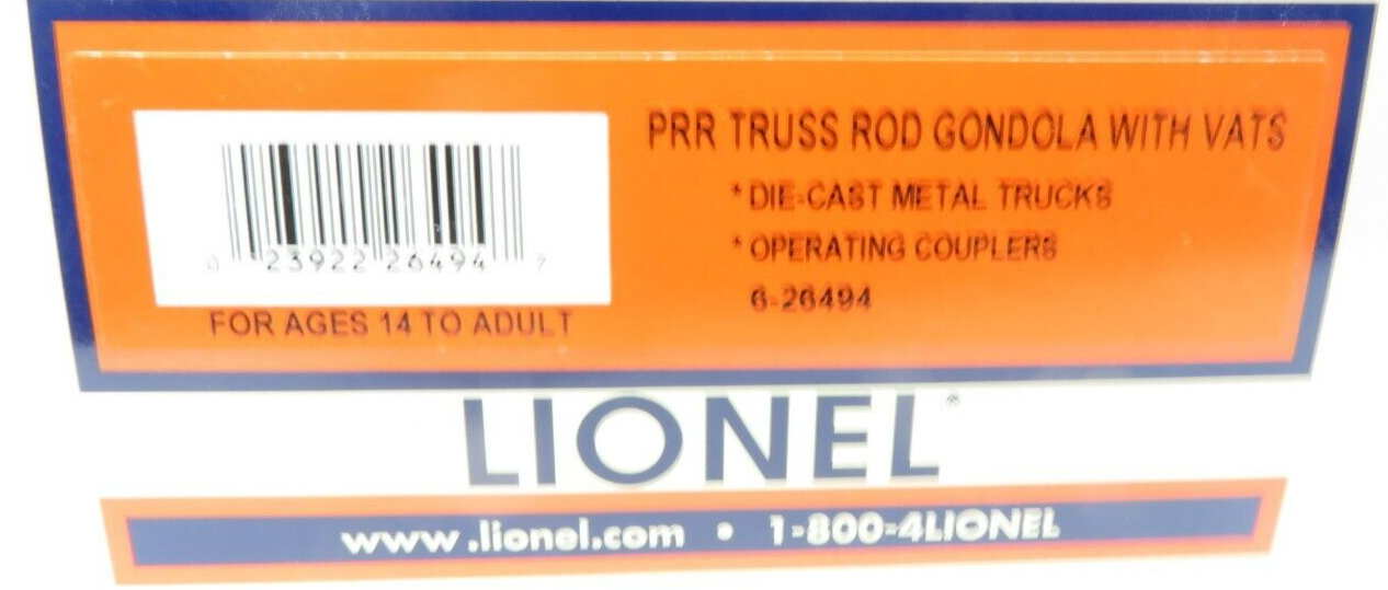 Lionel 6-26494 PRR Truss Rod Gondola with VATS NIB
