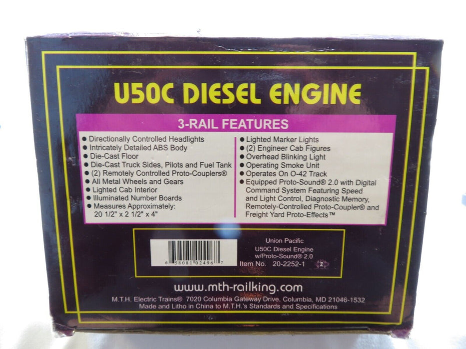MTH 20-2252-1 Union Pacific U50c Diesel Engine w/Protosound 2 LN