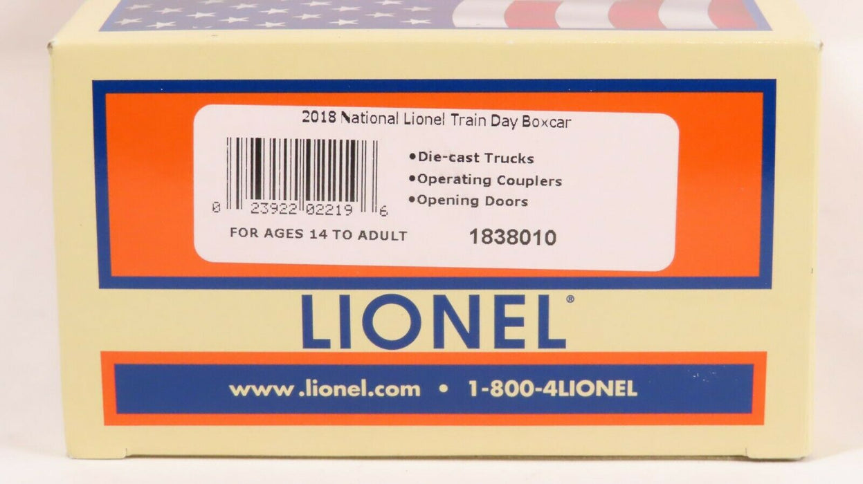 Lionel 1838010 2018 National Lionel Train Day Boxcar NIB