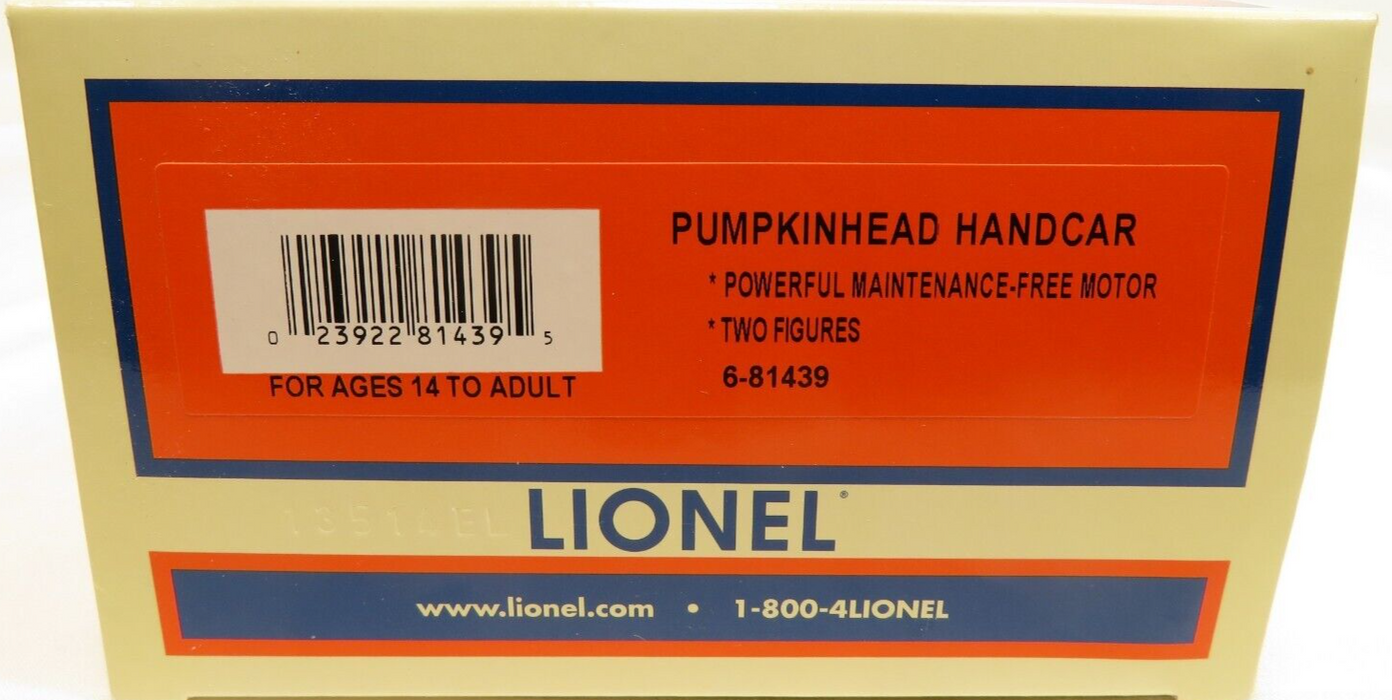 Lionel 6-81439 Operating Pumpkinhead Handcar NIB
