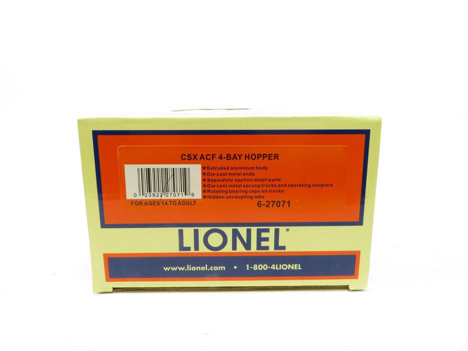 Lionel 6-27071 CSX ACF 4-Bay Hopper LN