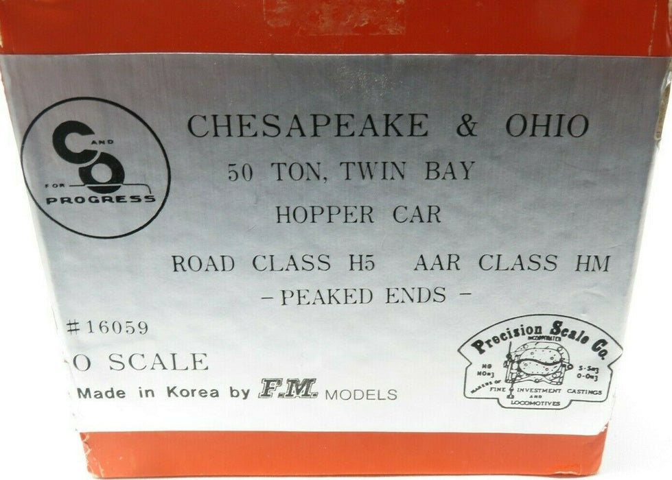 Precision 16059 Brass Chesapeake & Ohio-50 Ton Twin Bay Hopper Car NIB