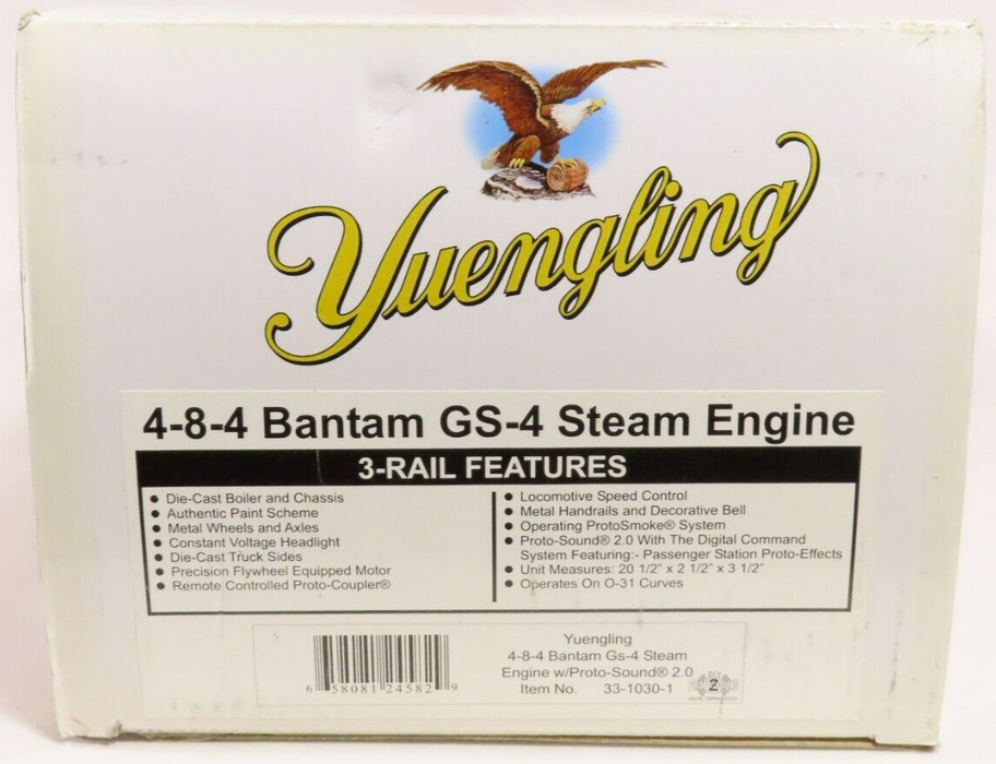 MTH 33-1030-1 Yuengling 4-8-4 Bantam GS-4 Steam Engine w/Protosound 2 LN
