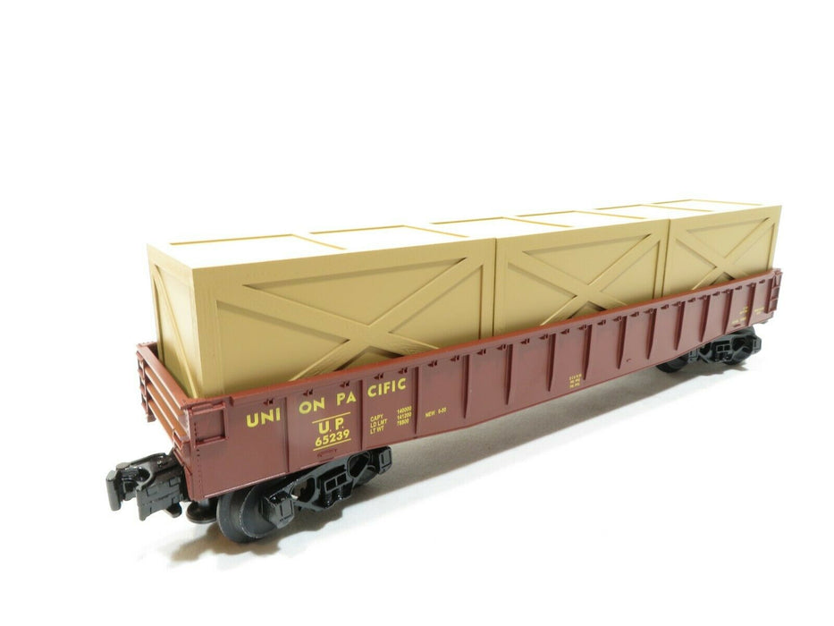 MTH 30-7208 Union Pacific Semi-Scale Gondola & 3 Crates LN