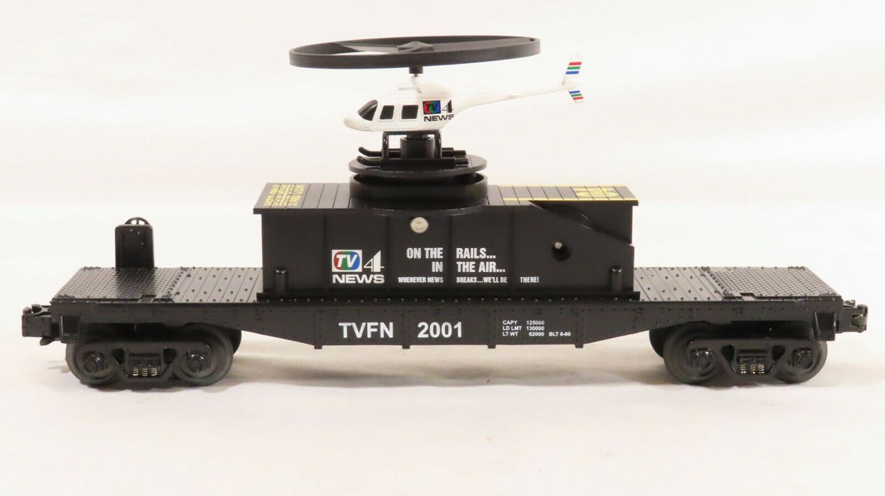 MTH 30-7695 TV4 Flat Car w/Operating Helicopter LN