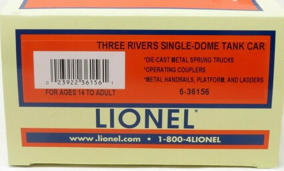 Lionel 6-36156 Three Rivers Single-Dome Tank Car NIB
