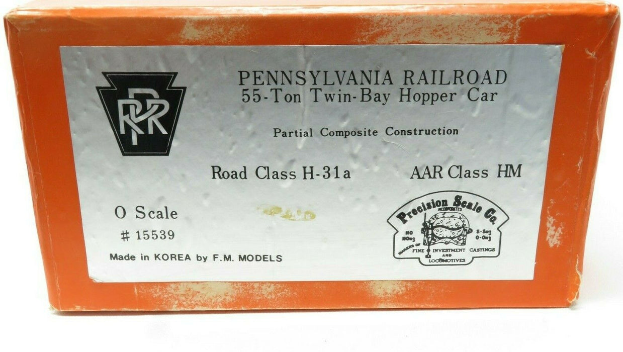 Precision 15539 Brass Pennsylvania Railroad-55 Ton Twin Bay Hopper Car NIB