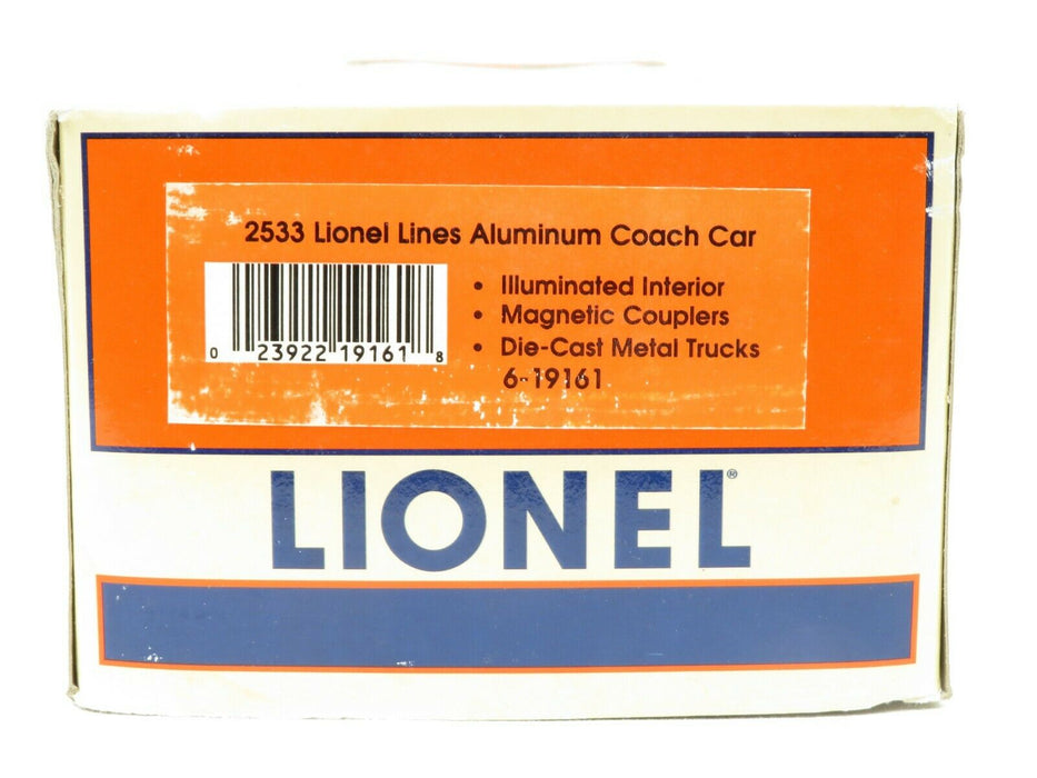 Lionel 6-19161 Aluminum Coach Car 2533 Satin Postwar Finish LN