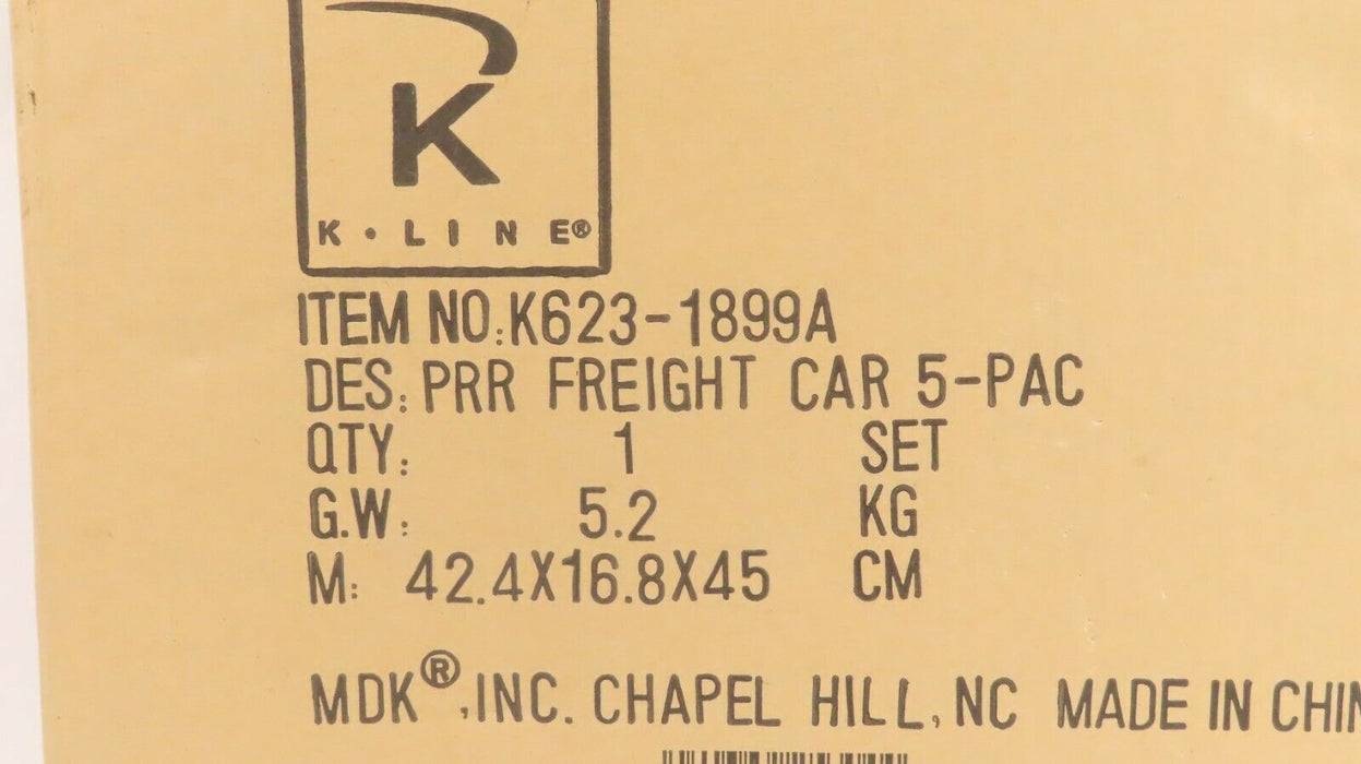 K-Line K623-1899A PENNSYLVANIA FREIGHT CAR 5-PACK GREAT ASSORTMENT OF CARS NIB