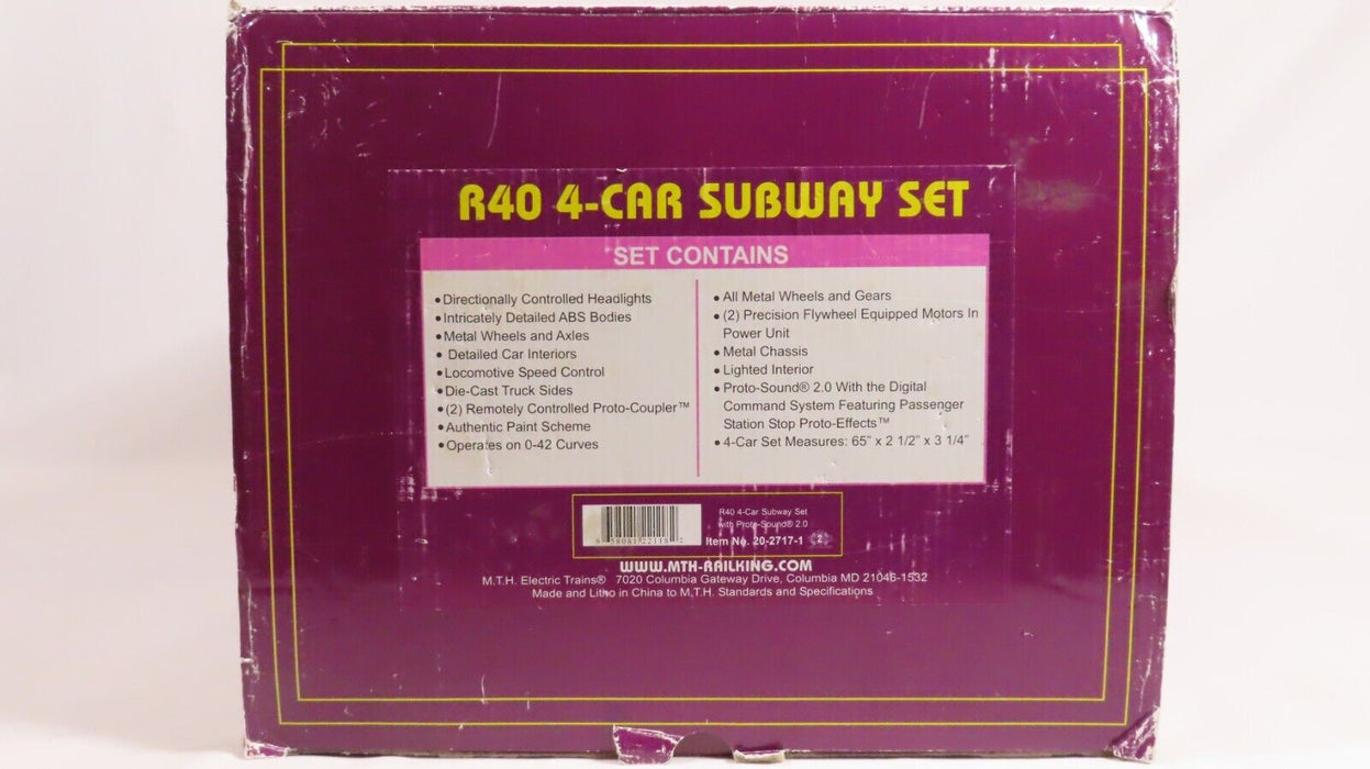 MTH 20-2717-1 R40 4-Car Subway Set w/Protosound 2 LN