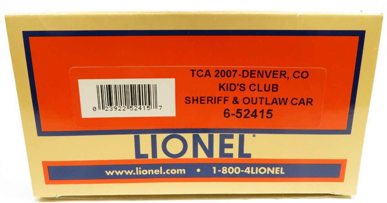 Lionel 6-52415 TCA 2007-Denver CO Kid's Club Sheriff & Outlaw Car NIB